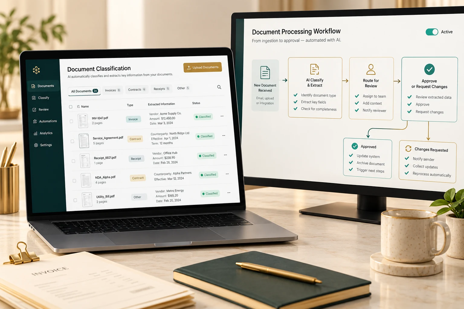 Exemple conceptuel : Interface de traitement de documents et automatisation